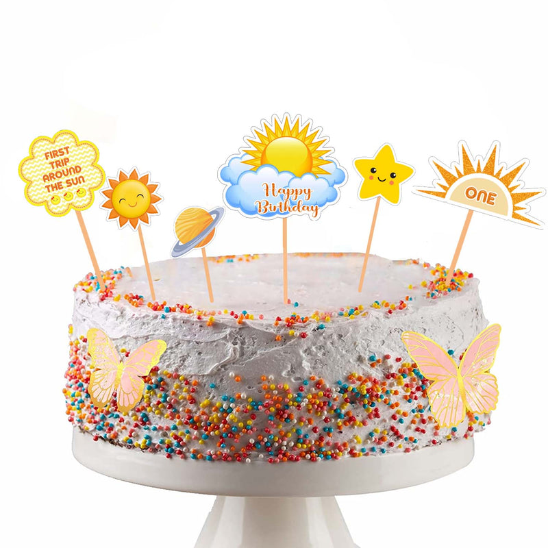 First Trip Around the Sun Theme Birthday Party Cake Topper