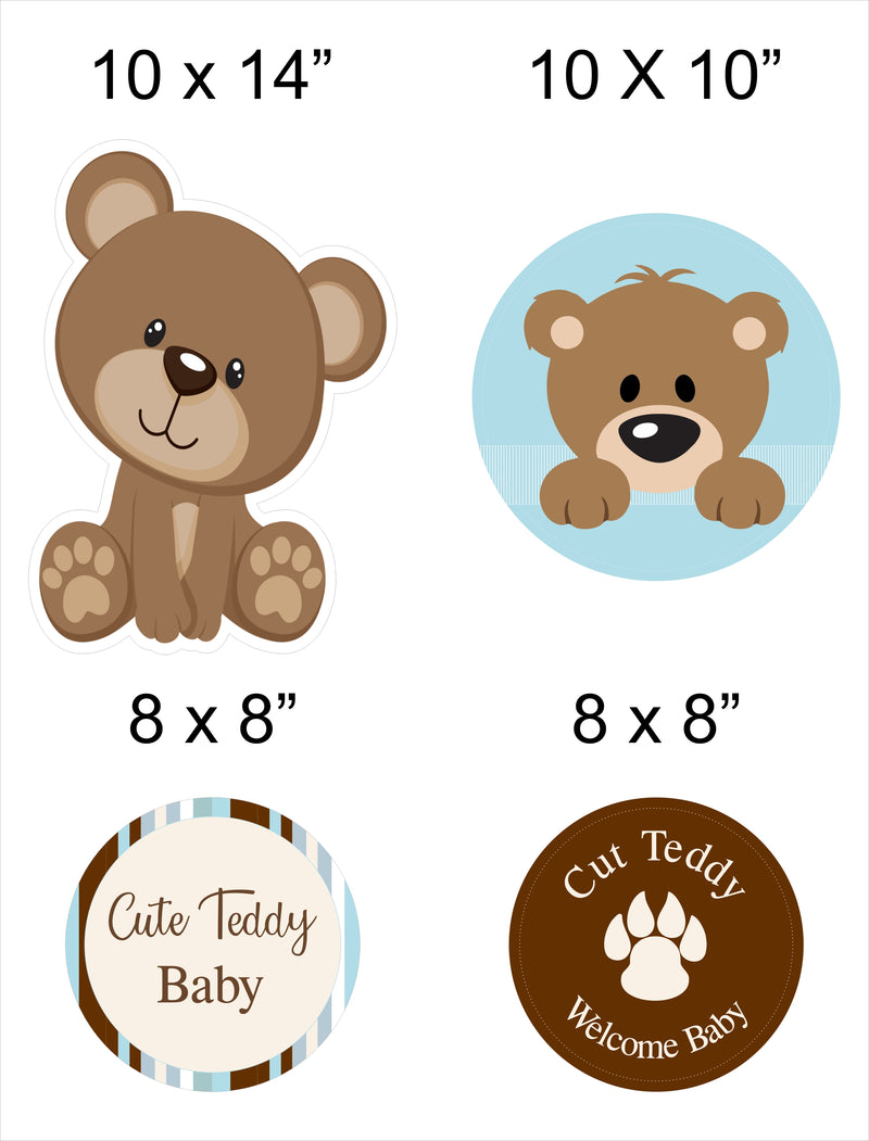 Cute Teddy Welcome Baby Boy" Theme Hanging Set For Decoration - Set Of 12