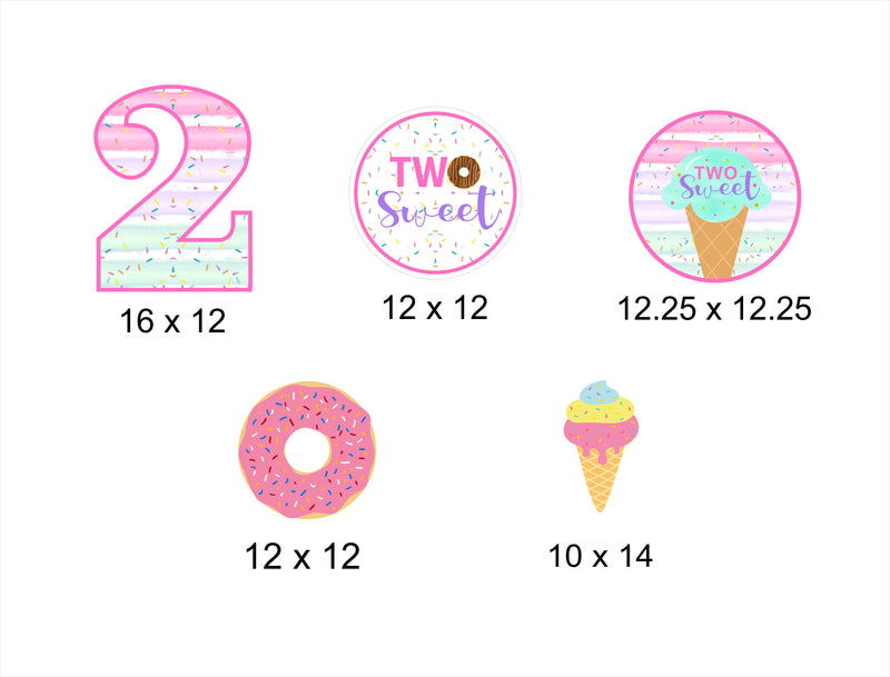 Two Sweet Theme Birthday Party Cutouts 