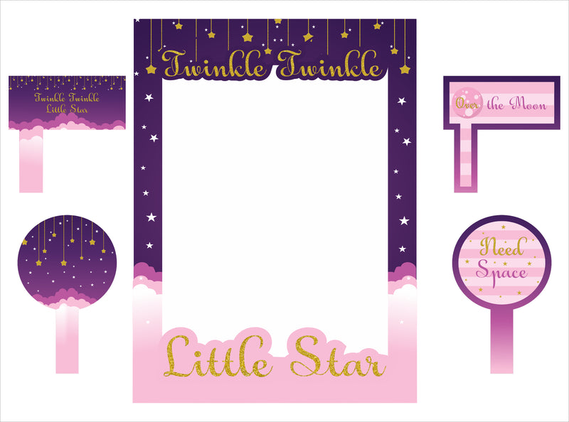 Twinkle Twinkle Little Star Girls Theme Birthday Party Selfie Photo Booth Frame & Props