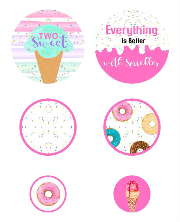 Two Sweet Theme Birthday Party Table Confetti