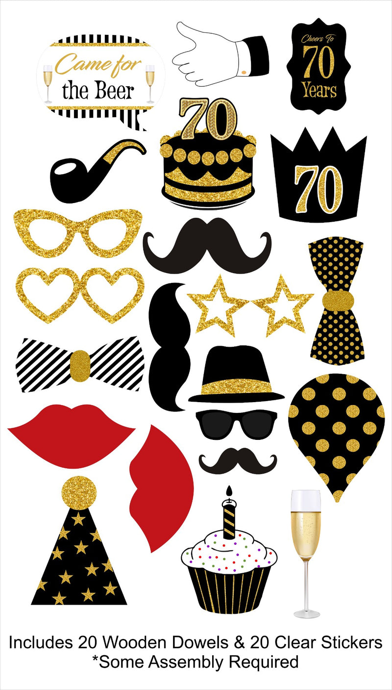 70Th Milestone  Birthday Party Photo Booth Props Kit