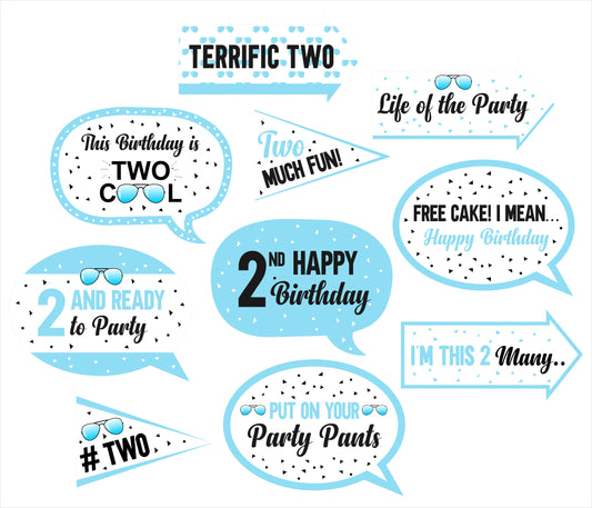 Two Cool Theme Birthday Party Photo Booth Props Kit