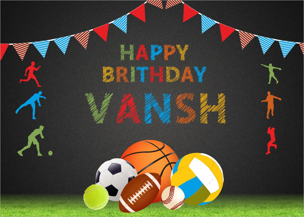 Personalize Only Sports Birthday Party Backdrop Banner