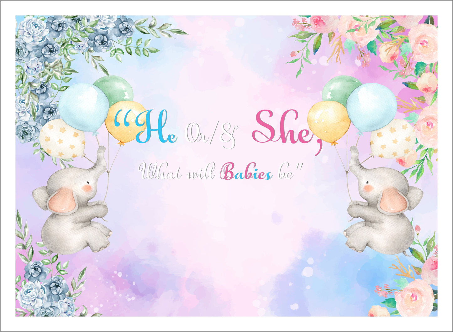Twins Baby Birthday Party Backdrop 