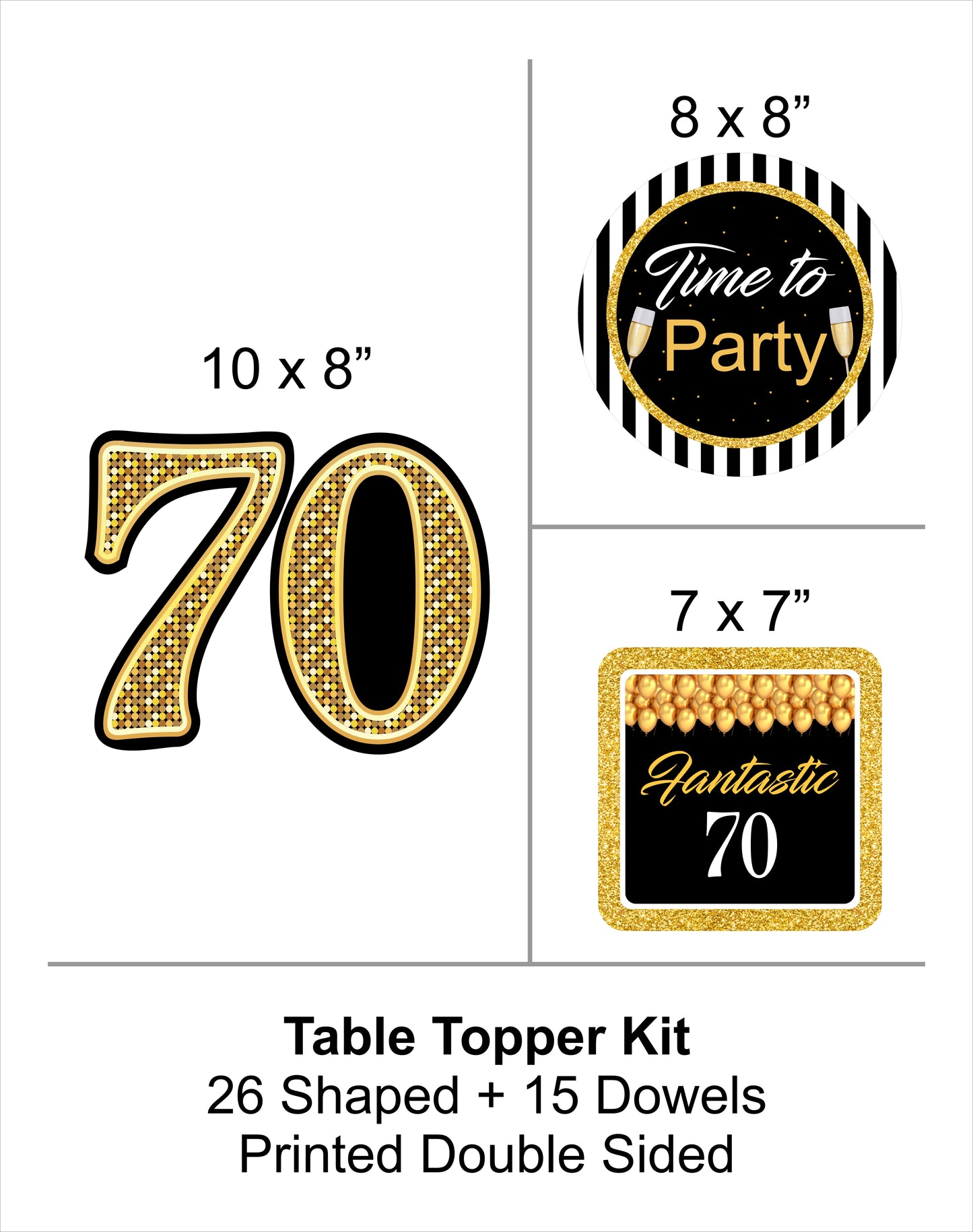 70th Birthday Party Table Toppers for Decoration 