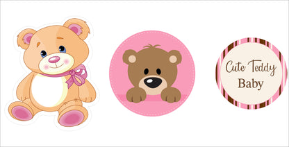 Cute Teddy Theme Welcome Baby Girl Cupcake Toppers for Decoration 