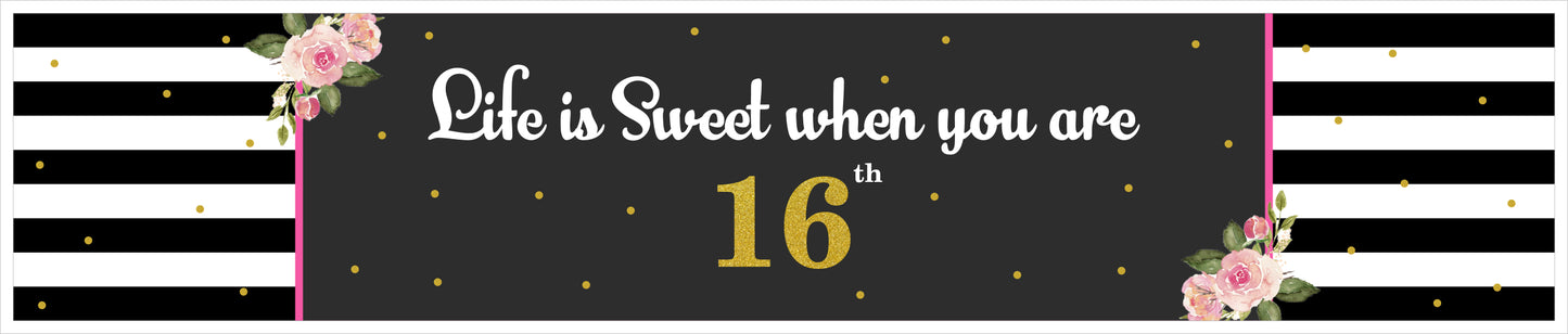 16th Birthday Long Banner for Decoration