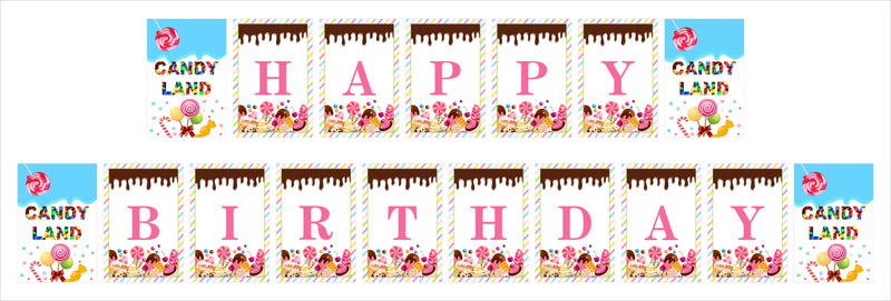 Candy Land Theme Birthday Party Banner for Decoration