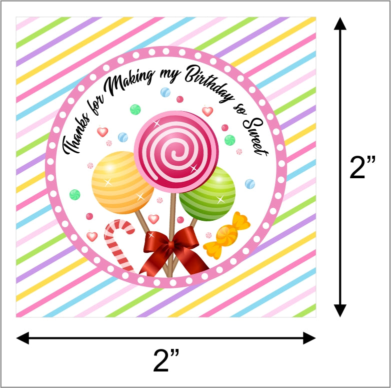 Candyland Theme Birthday Party Thank You Gift Tags