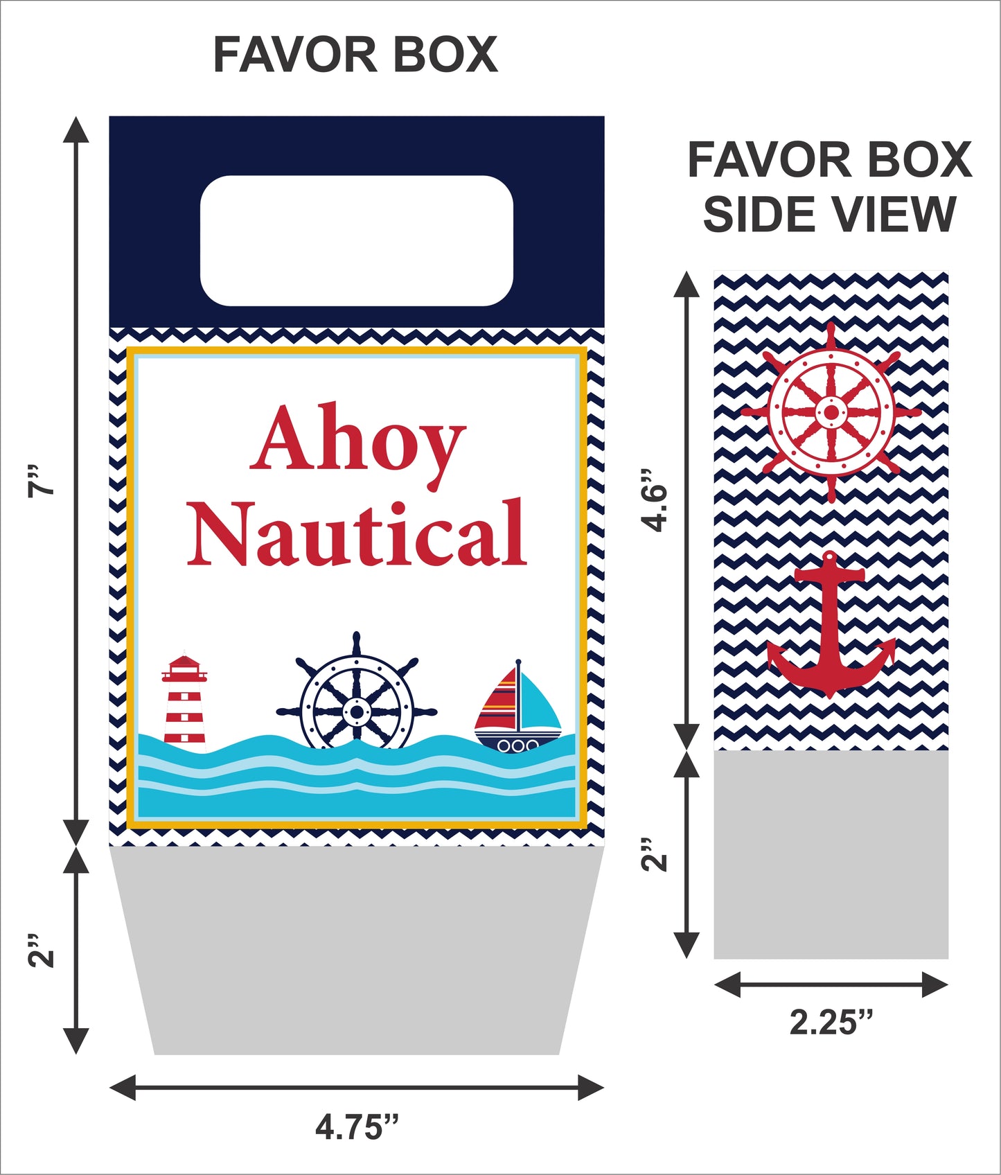 Nautical-Ahoy Theme Based Favor Box/Return Gift Bag - Pack Of 6