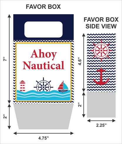 Nautical-Ahoy Theme Based Favor Box/Return Gift Bag - Pack Of 6