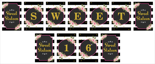 16th Birthday Party Banner for Decoration