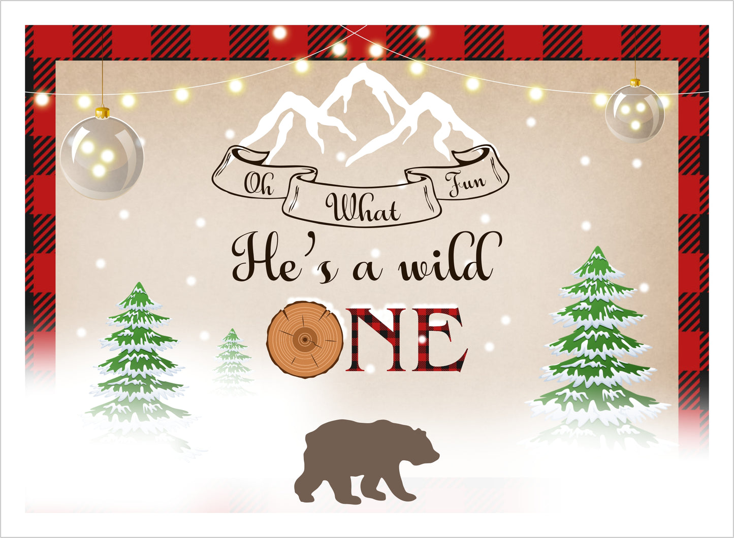 Personalize "Wild One" Birthday Party Backdrop Banner
