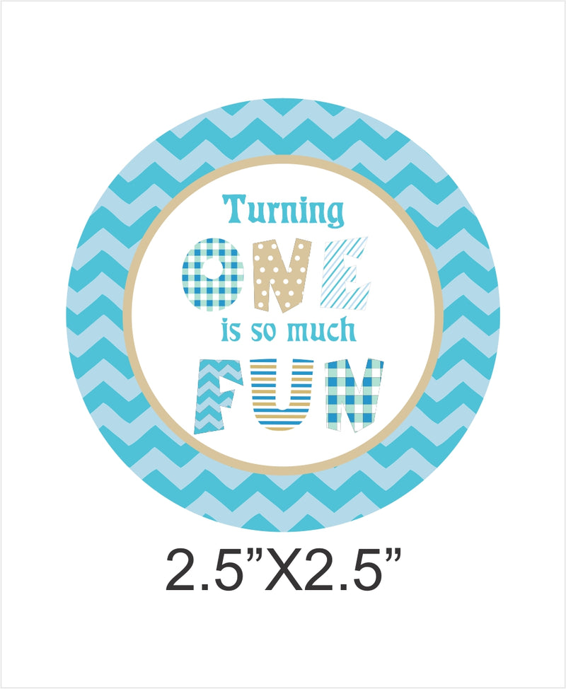 One Is Fun Boys Birthday Party Thank You Gift Tags