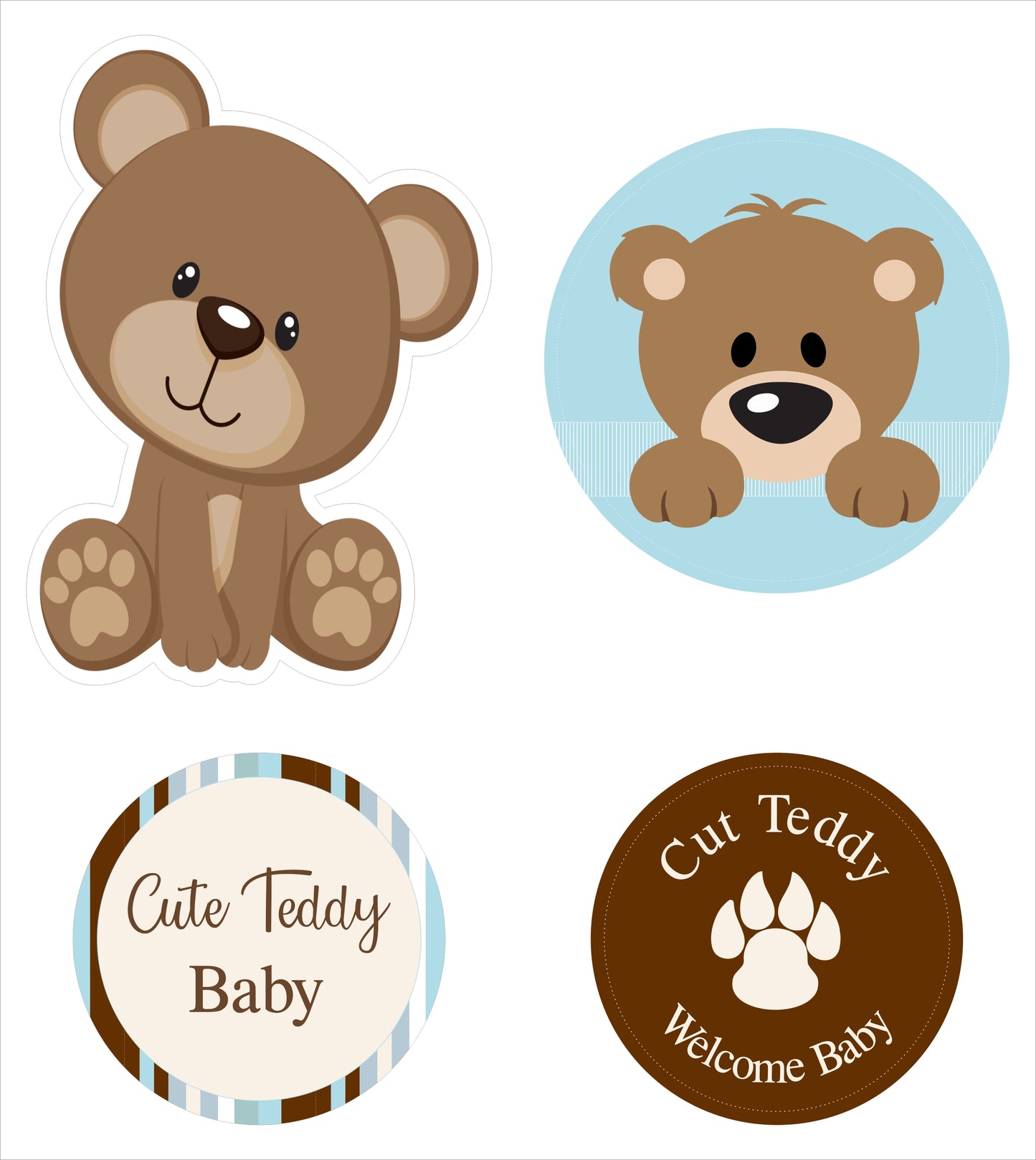 Cute Teddy Welcome Baby Boy" Theme Hanging Set For Decoration - Set Of 12