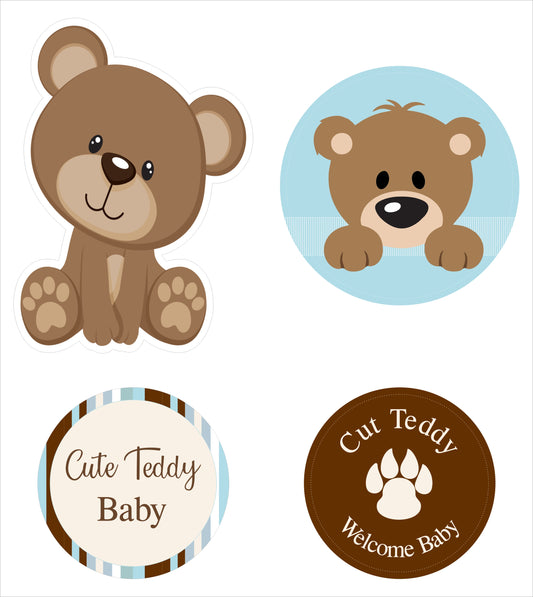 Cute Teddy Welcome Baby Boy" Theme Hanging Set For Decoration - Set Of 12
