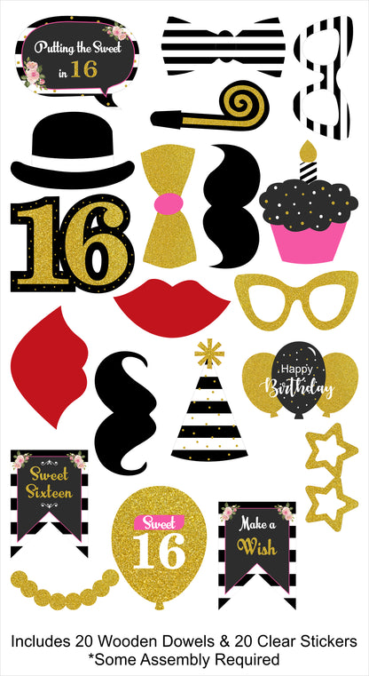 16th Birthday Party Photo Booth Props Kit