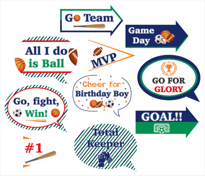 Sports  Theme Birthday Party Photo Booth Props Kit