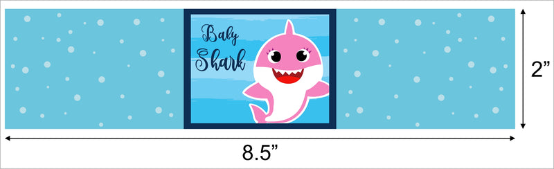 Baby Shark Theme Water Bottle Labels