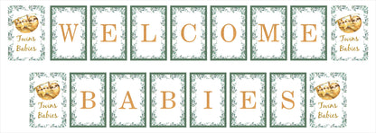 Twins Baby Banner For Welcome Babies Decoration