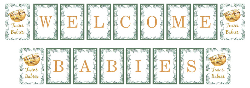 Twins Baby Banner For Welcome Babies Decoration