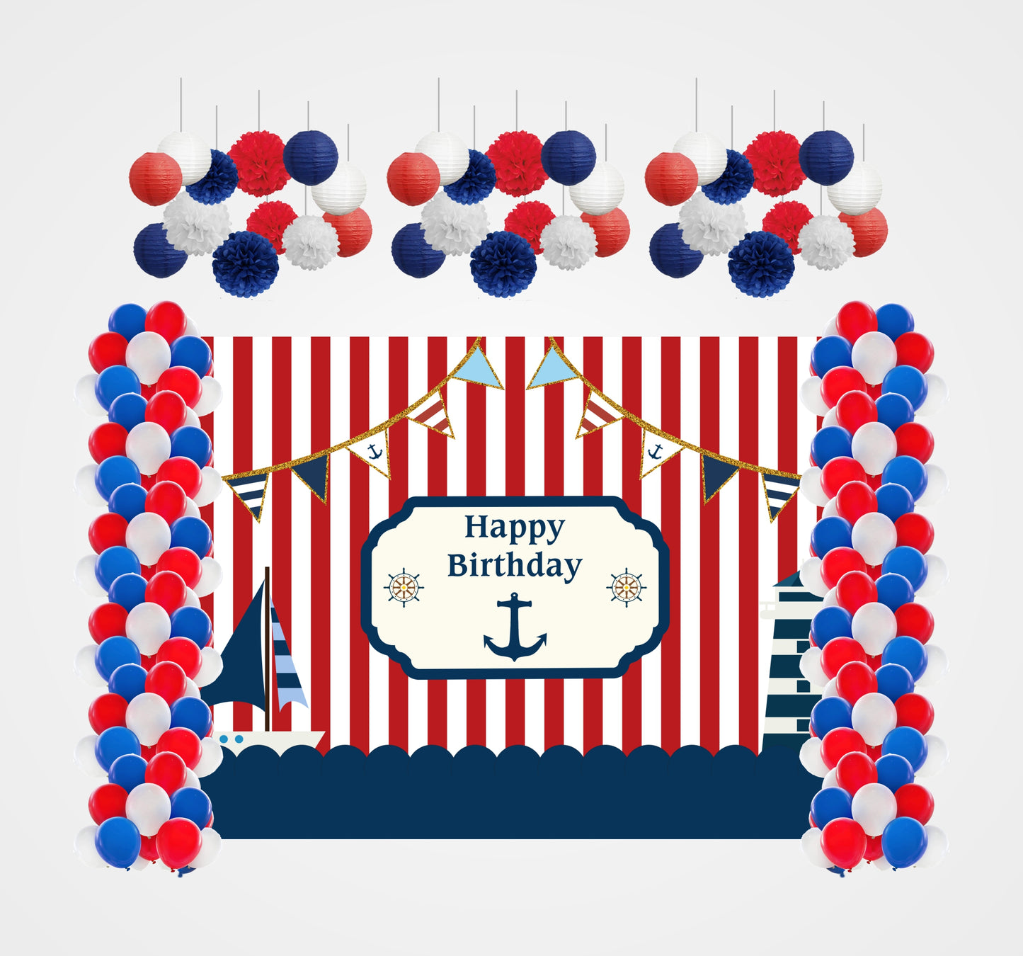 Nautical Ahoy  Theme Birthday Party Complete Decoration Kit 