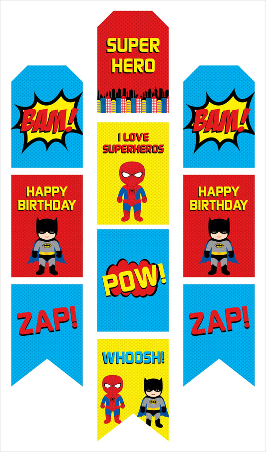 Super Hero Theme Birthday Paper Door Banner for Wall Decoration 