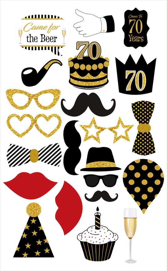 70Th Milestone  Birthday Party Photo Booth Props Kit
