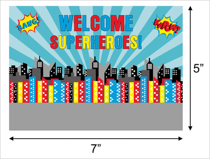 Super Hero Theme Birthday Party Backdrop 