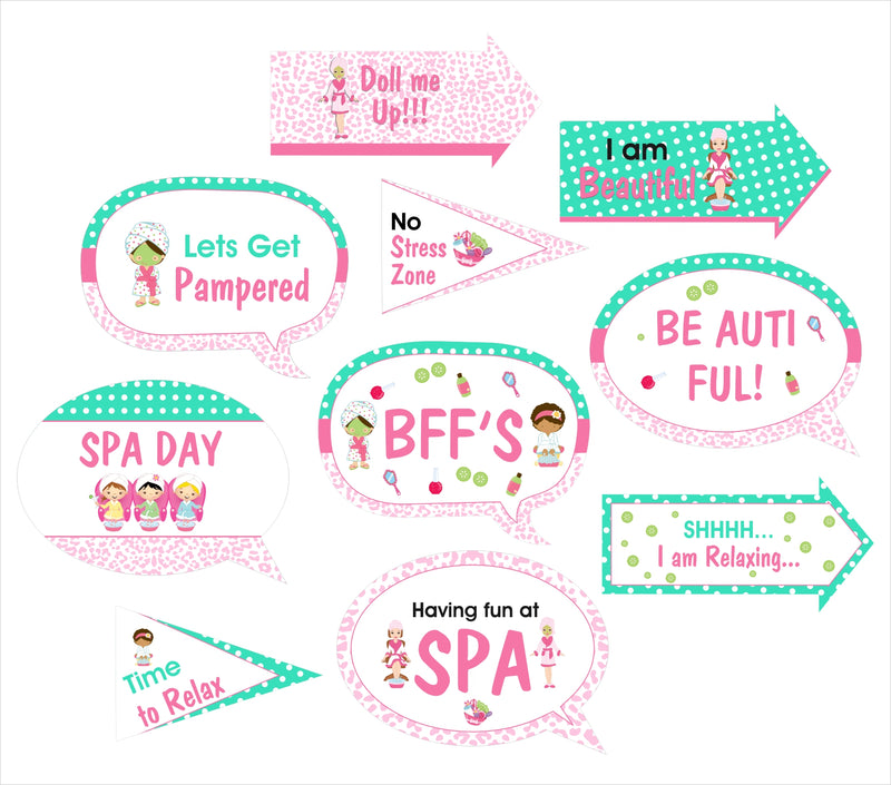 Spa Theme Birthday Party Photo Booth Props Kit