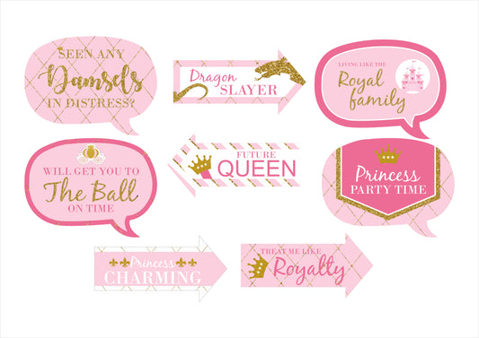 Princess Birthday Party Photo Booth Props Kit