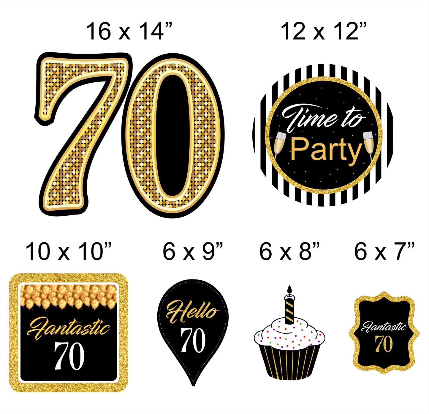 70th Birthday Party Cutouts 
