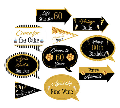 60Th Milestone Birthday Party Photo Booth Props Kit