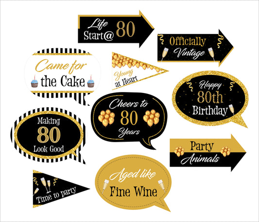 80Th Milestone Birthday Party Photo Booth Props Kit