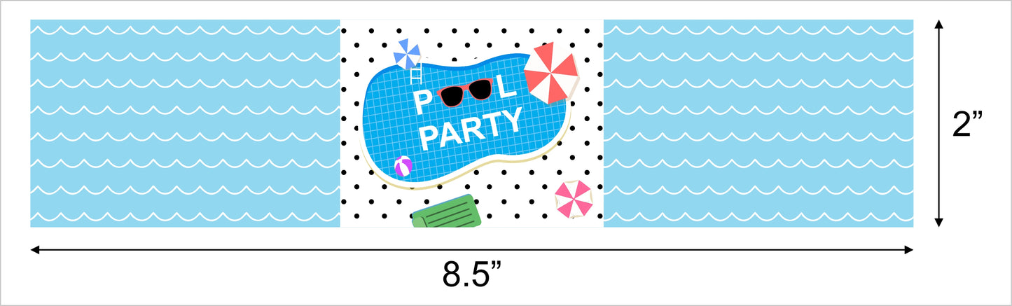 Pool Party Birthday Water Bottle Labels  