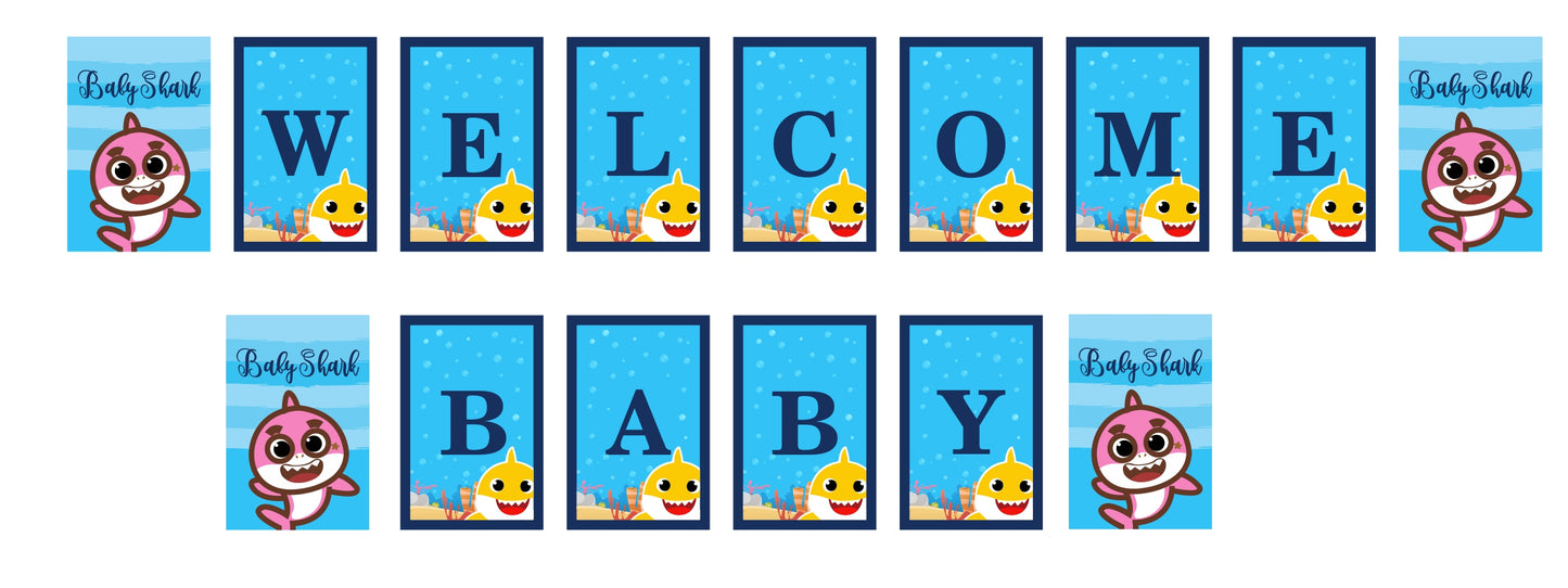 Baby Shark Theme Birthday Party Banner for Decoration