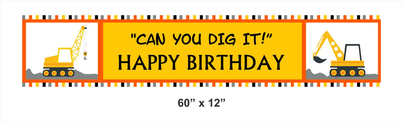 Construction Birthday Party Long Banner for Decoration