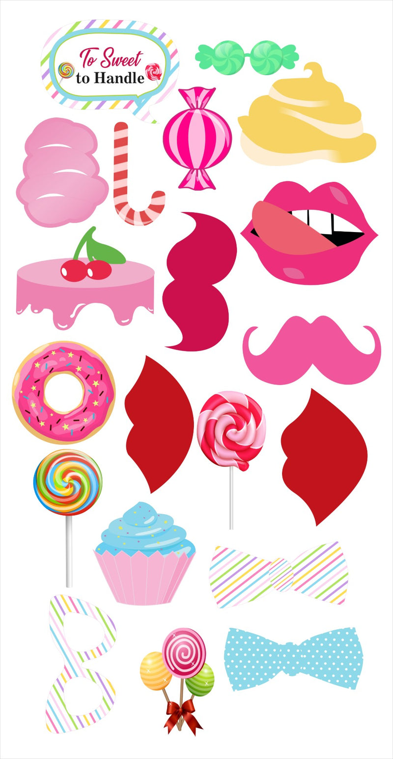 Candy Land Theme Birthday Party Photo Booth Props Kit
