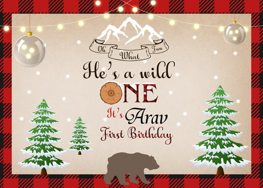 Personalize "Wild One" Birthday Party Backdrop Banner