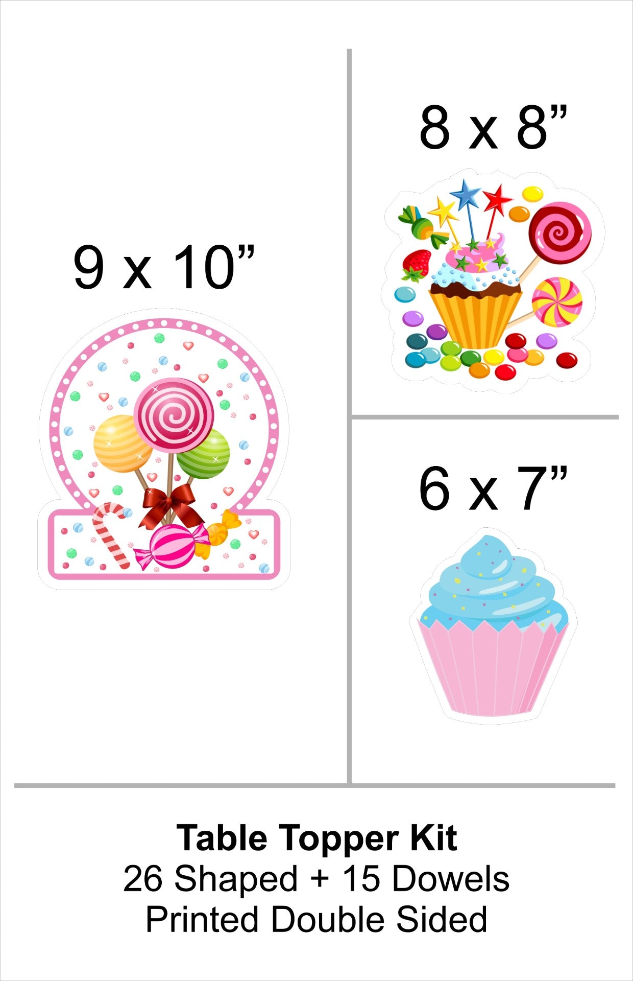 Candy Land Theme Birthday Party Table Toppers for Decoration