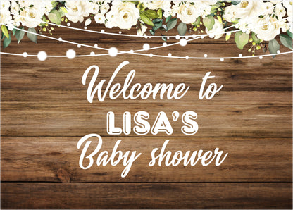 Personalize Baby Shower Party Backdrop Banner