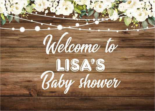 Personalize Baby Shower Party Backdrop Banner