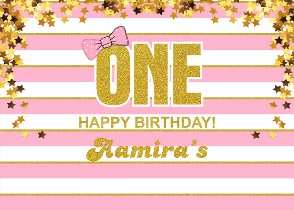 Personalize 1st Birthday Backdrop Banner