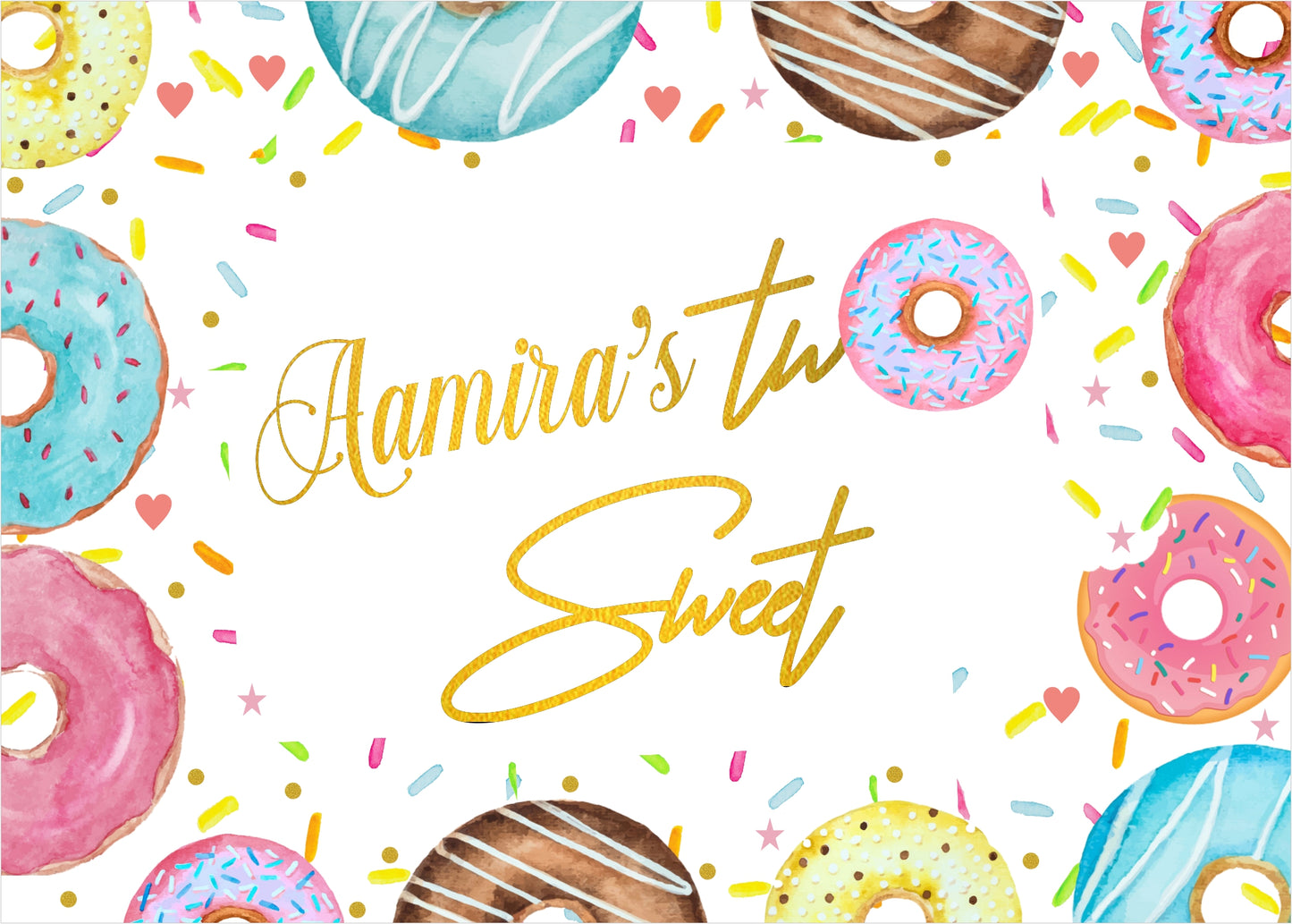 Personalize Two Sweet Birthday Party Backdrop Banner