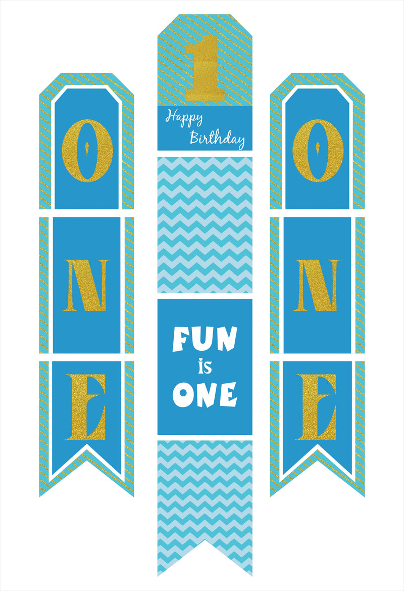 One Is Fun Boys Birthday Paper Door Banner for Wall Decoration