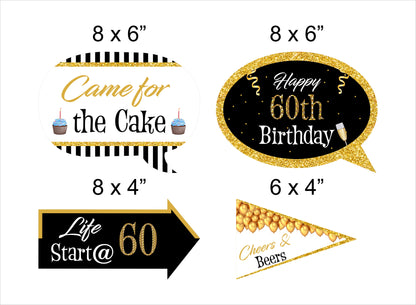 60Th Milestone Birthday Party Photo Booth Props Kit