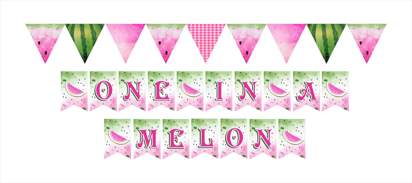 One In A Melon Theme Birthday Party Banner for Decoration