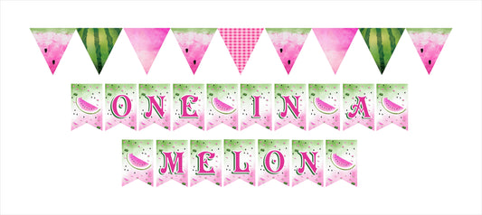 One In A Melon Theme Birthday Party Banner for Decoration