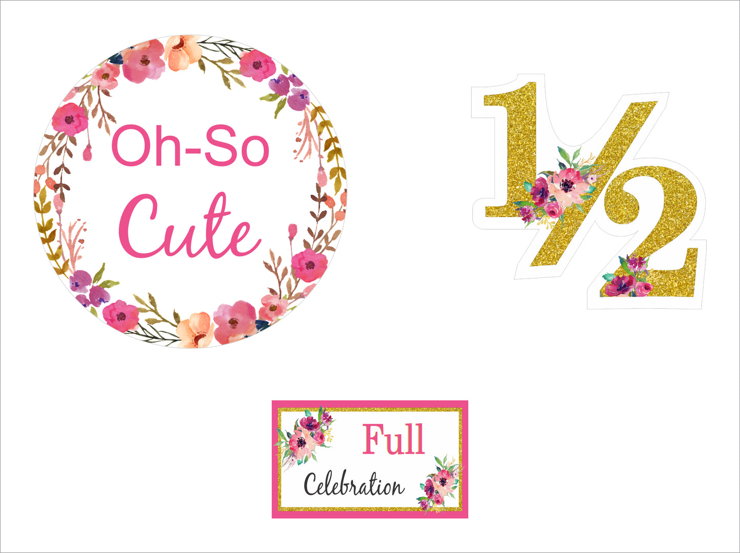Half Birthday Theme Birthday Party Cupcake Toppers for Decoration